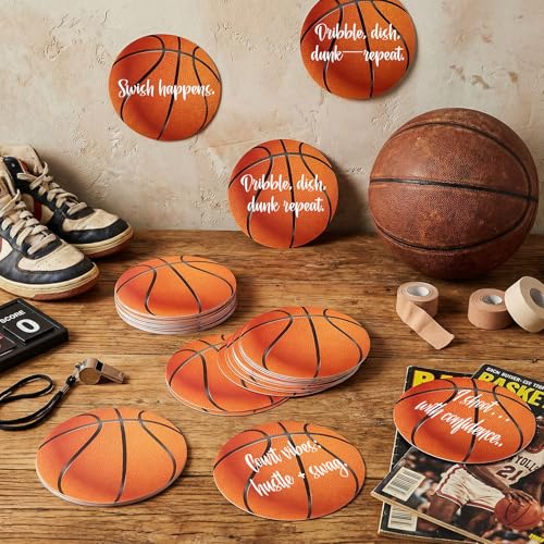 Image of TaoBary 24 Pcs 7.09in Basketball Cutouts in 6 Design Paper Basketball Bulletin Board Decorations for Birthday Classroom Poster Lockers Baby Shower DIY Wall Banner Sport Theme Party Supplies
