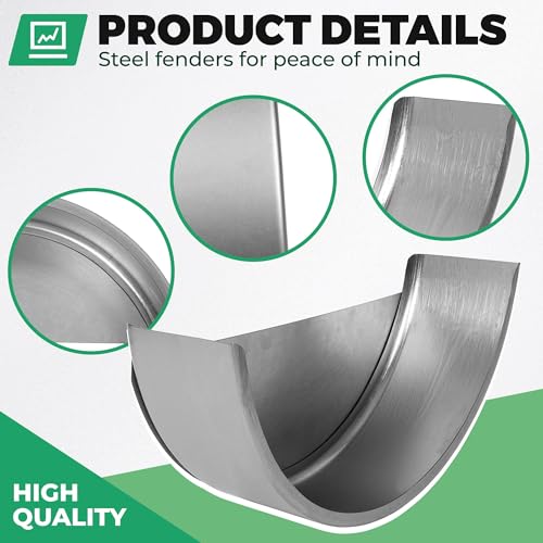 Image of HECASA Steel Round Single Axle Trailer Fender and Fender Back Fits | 14 inch to 16 inch Diameter Wheels - 32 inch x 9 inch x 15 inch