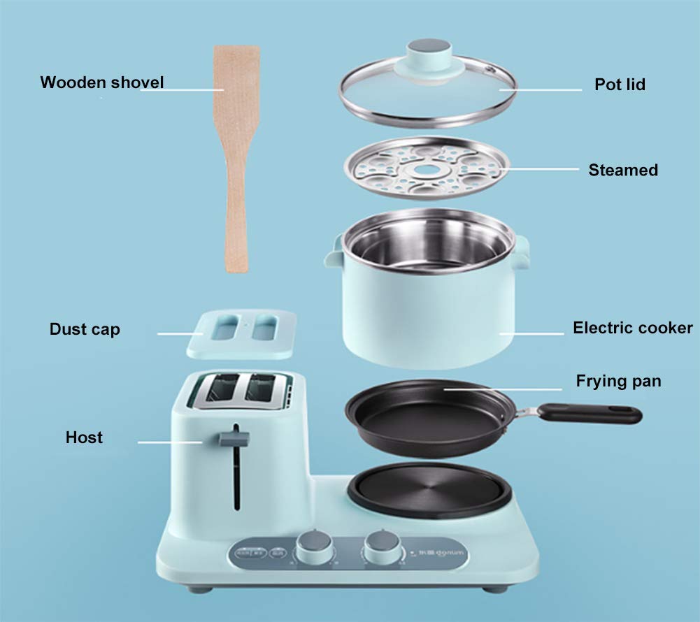 Multifunktions 3-in-1 Frühstücksmaschine Brotmaschine Backen Brotmaschine Toaster Backen Heizung Auftauen Spiegeleier Gekochte Eier,Grün