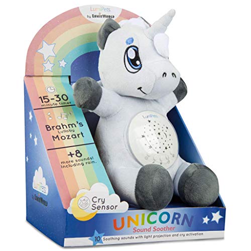 Baby White Noise Machine Music soothers for Sleep: Lumipets Night Light Projector and Sound Machine Baby Soother Unicorn Stuffed Animal Baby Gifts