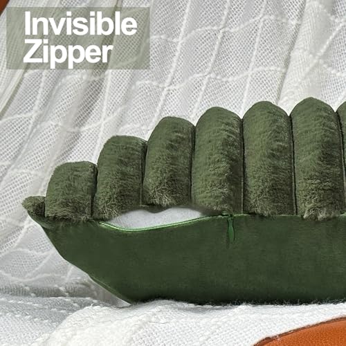 20x20 Throw Pillow Covers Set of 2, Decorative Faux Fur Covers for Bed, Couch Soft Fluffy Pillow Cover with Velvet Back for Living Room, Neutral Home Décor Accent for Sofa - Green