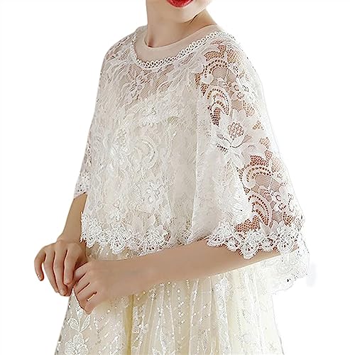 Girls Lace Flower Girl Bolero Shrugs Shawl Wrap Kids Spring Summer Dress Cover Up