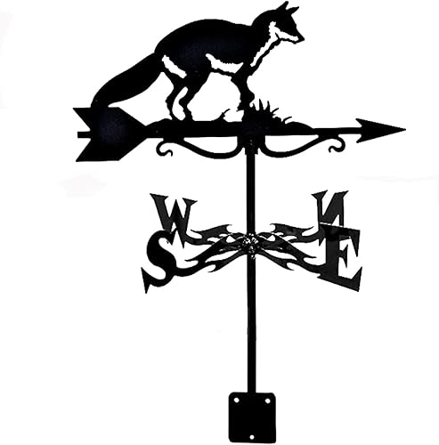 Fox Camper Van Surfer Veleta meteorológica con revestimiento antioxidante para decoración de granja de jardín, indicadores de dirección del viento