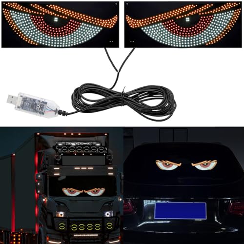 Devil Eyes Light for Cars,LED Eyes for Car,4.7in x 11.8in Flexible Car LED Display,Windshield Eyes Animated Led,Led Car Sign,Dynamic Personalized Big Eye Lights for Car Windshield
