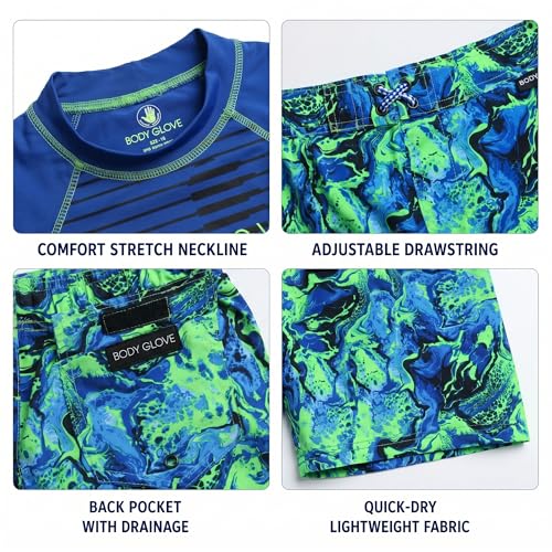 Image of Body Glove Little Boys 2-Piece Rash Guard Swimsuit Set