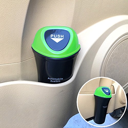 Preisvergleich Produktbild Homelx Plastikauto-Abfalleimer-Aschenbecher mit Klammer, kreativer Auto-Innenmini-Papierkorb Abfall-Speicher mit dem Druck-Deckel, Mehrfarben (Color : Green)