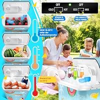 KESSER® 24 Liter Kühlbox | KÜHLT und WÄRMT | Thermo-Elektrische Kühlbox inklusive 2X Kühlakku 12 Volt und 230 Volt | Mini-Kühlschrank | für Auto und Camping | EEK E | Bunt – Ansicht 4