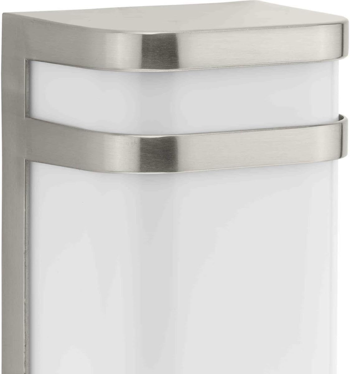 Progress Lighting Valera LED Collection 1-Light Matte White Acrylic Shade Modern Outdoor Medium Wall Lantern Light Brushed Nickel