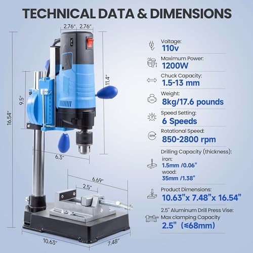 bellaDimora 1200W Multi-Function Drill Press