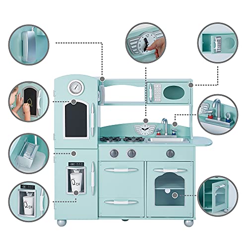 Teamson Kids - Retro Kids Toy Pretend Play Kitchen Playset With Refrigerator. Freezer. Oven And Dishwasher - Mint (1 Pcs) #TOP5