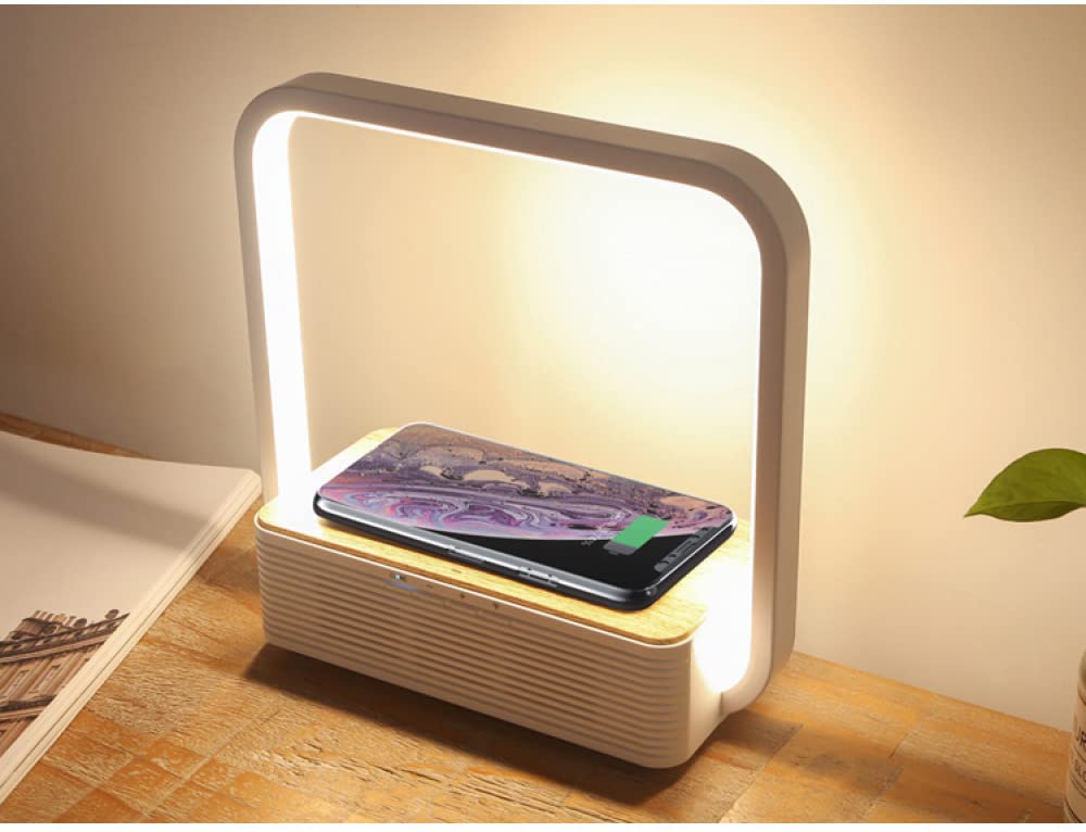 Bezprzewodowa lampa biurkowa do ładowania z głośnikiem Bluetooth, sterowanie dotykowe, regulacja wielu prędkości, ochrona oczu, idealna do sypialni i biura