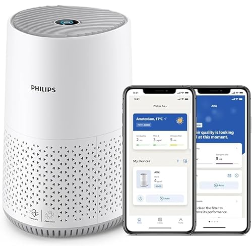 Philips Air Purifier 600 Series, Energy Efficient with Smart Sensor, For allergy sufferers, HEPA filter removes 99.97% of pollutants, Covers up to 44m2, App control, White (AC0651/10)