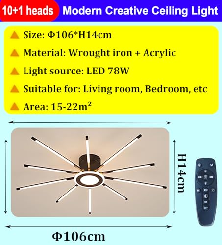 Plafonnier LED gradable télécommande éclairage moderne salon 3000K-6000K - 4