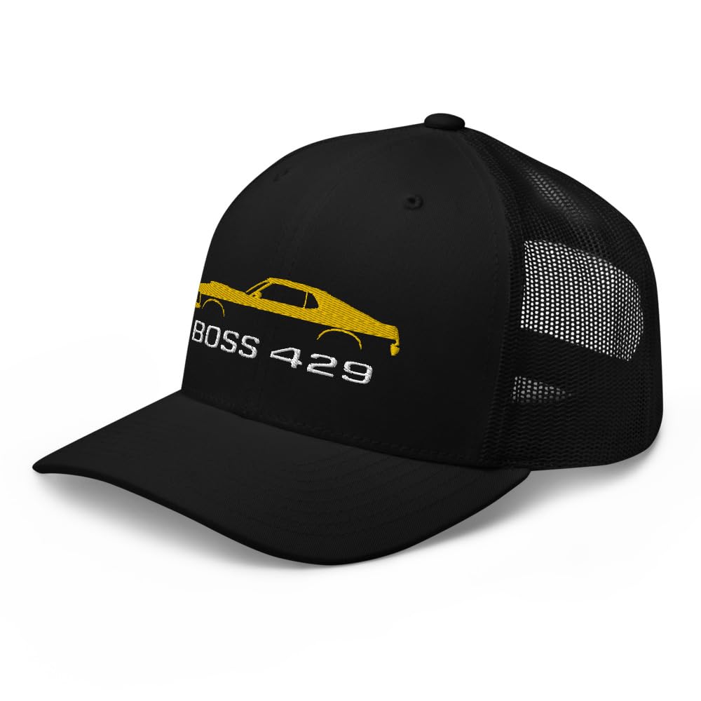1969 Boss 429 Stang Żółty Muscle Właściciele Samochodów Kierowcy Niestandardowa Haftowana Czapka Trucker Czapka Snapback