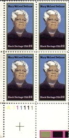1985 MARY MCLEOD BETHUNE ~ BLACK HERITAGE ~ BLACK HISTORY ~ CIVIL RIGHTS #2137 Plate Block of 4 x 22 cents US Postage Stamps