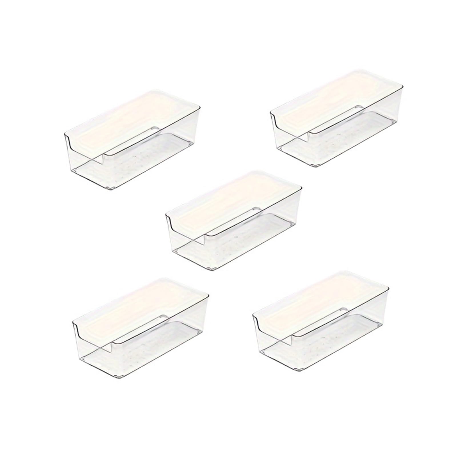 Generico Cassetto for contenitori di plastica trasparente da 3/6 pezzi for stoviglie, cosmetici cancelleria(M 5 Pack)