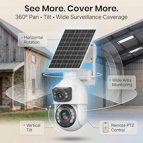 Image of Golens V68H 4G Solar Security Camera with Dual Lens (2MP+2MP), 10X Optical Zoom, AI Human Tracking, Two-Way Audio, Full Color Night Vision, 16000mAh Battery, TF Card Support (Up to 256GB)