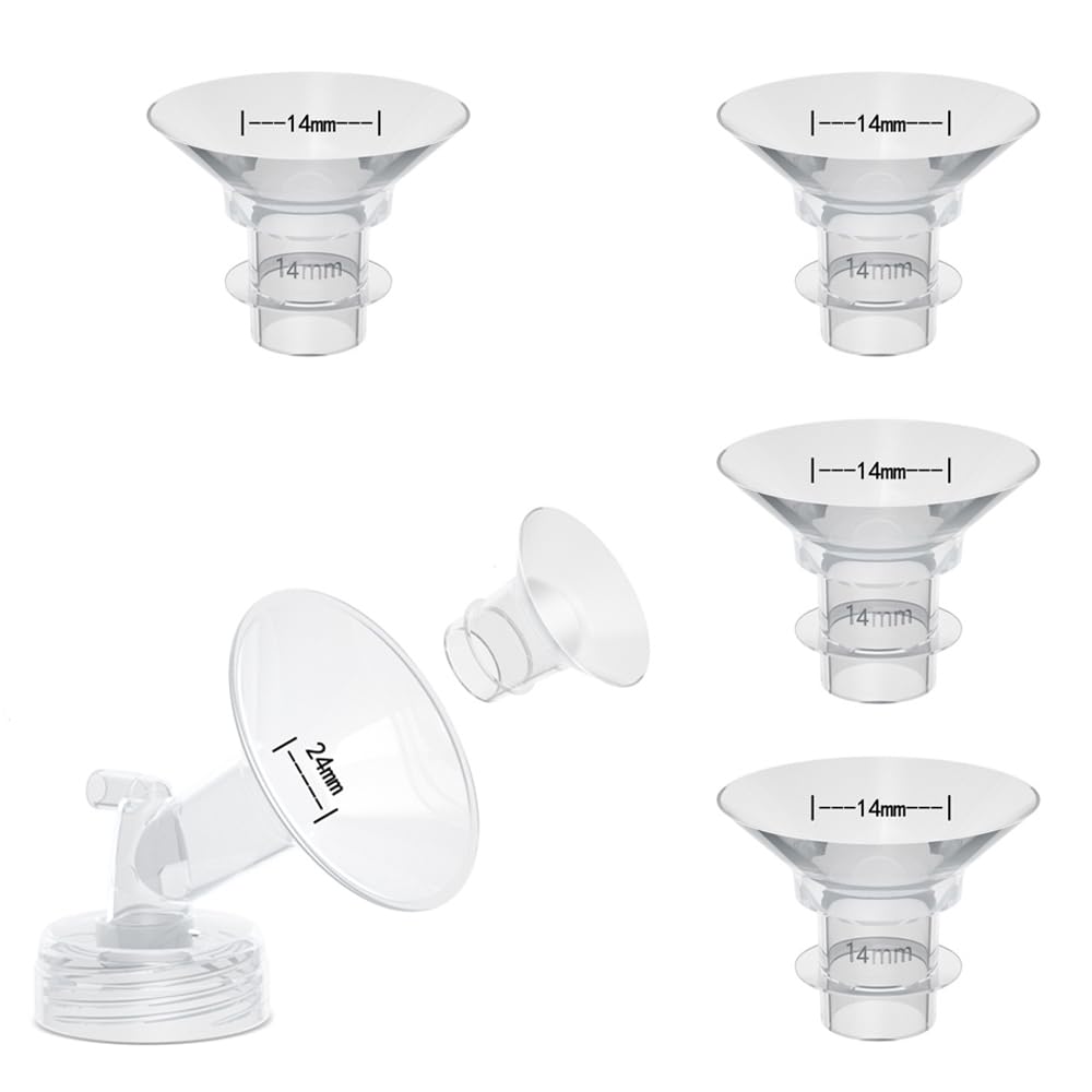 4 Stück 14 mm Flansch-Einsätze für Milchpumpen, kompatibel mit Momcozy, Spectra, Medela, Elvie, Lansinoh – Verkleinert 24 mm Flansch auf 20 mm
