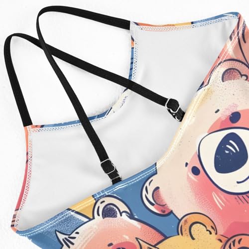 Bolaz Girls Swimsuits One-Piece Bathing Suits Multicolor Kids Sport Summer Beach Swimwear for 3-10 Years Old-Colorful Cute Bears4