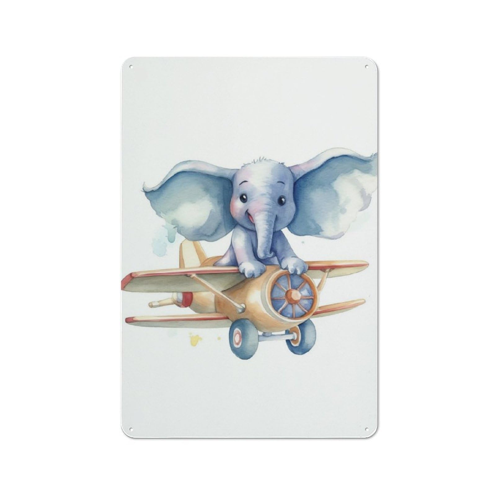 Junmoney Elephant In Plane Printed Metal Sign 30X20cm For Kitchen Or Home Bar, Housewarming Present For People Styling Kitchen And Home Bar