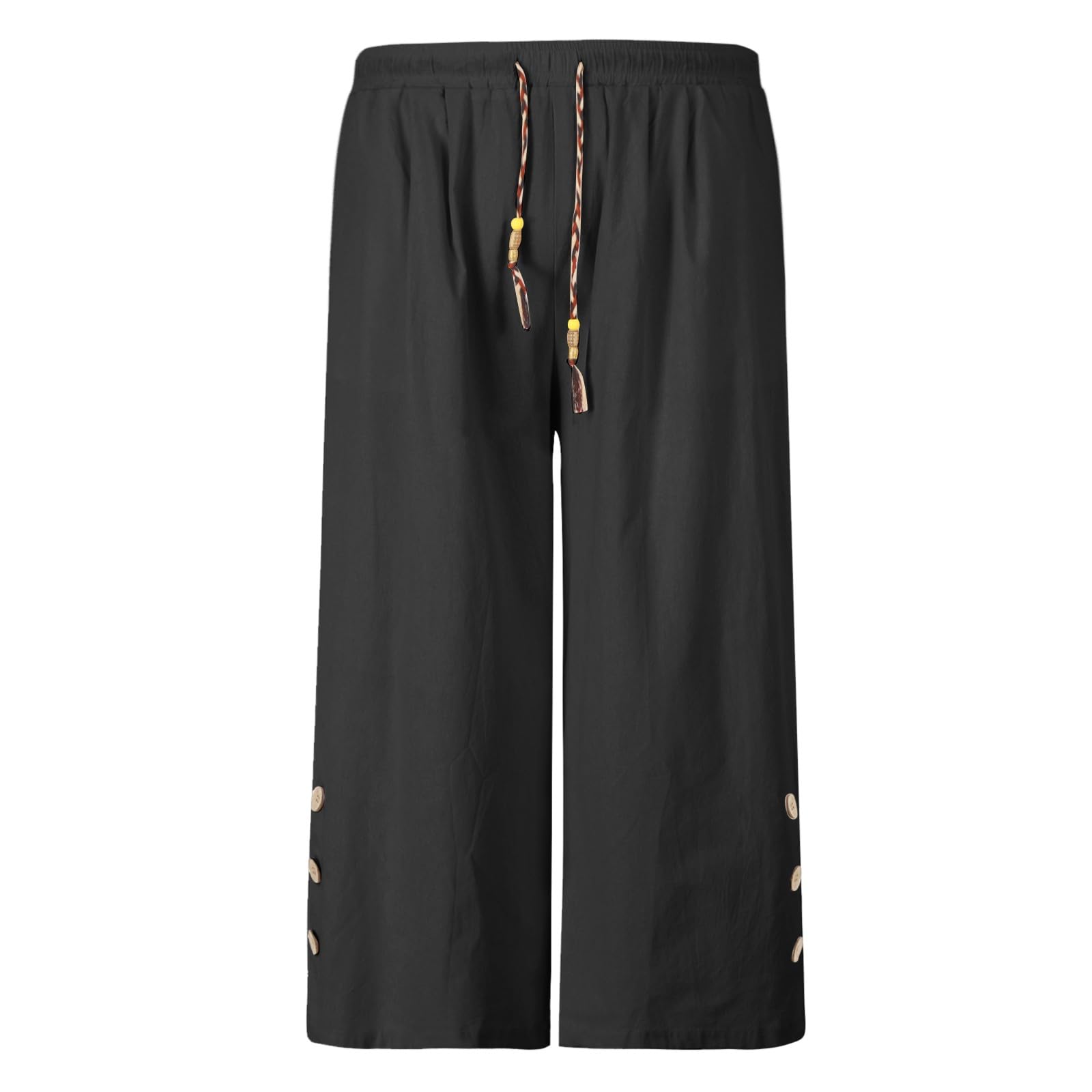 Mens Harem Pants with Pockets Hakama Men Lounge Shorts Everyday Wear Unisex Thai Fisherman Hippie White Baggy Plus Size Ninja Linen Long Lightweight Regular Fit Trousers