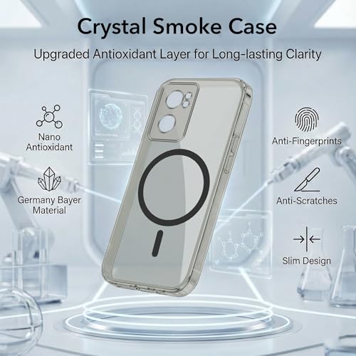 Image of Jkobi Lifetime Anti-Yellow MagSafe Compatible Clear Back Cover Case for OnePlus Nord CE 2 5G (Sleek Hard Crystal | Shockproof and Camera Protection)