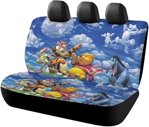 くまのプーさん (3) アニメ カーシートカバー 車シートカバー 後部座席用 シート保護 おしゃれ カー用品 軽/普通車 汎用 後席クッションカバー 人気 四季通用 プレゼント