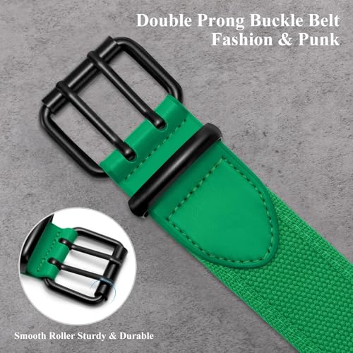 Image of WHIPPY Canvas Double Grommet Belt Unisex Casual Double Prong Belt for Men Women for Jeans Pants