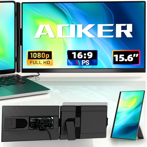 Image of Laptop Screen Extender - 15.6 inch Dual Portable Monitor FHD IPS 1080P Detachable Extended Extra, Plug & Play Double Screen External Laptops Display Compatible with Windows DeX Mac for Travel Work