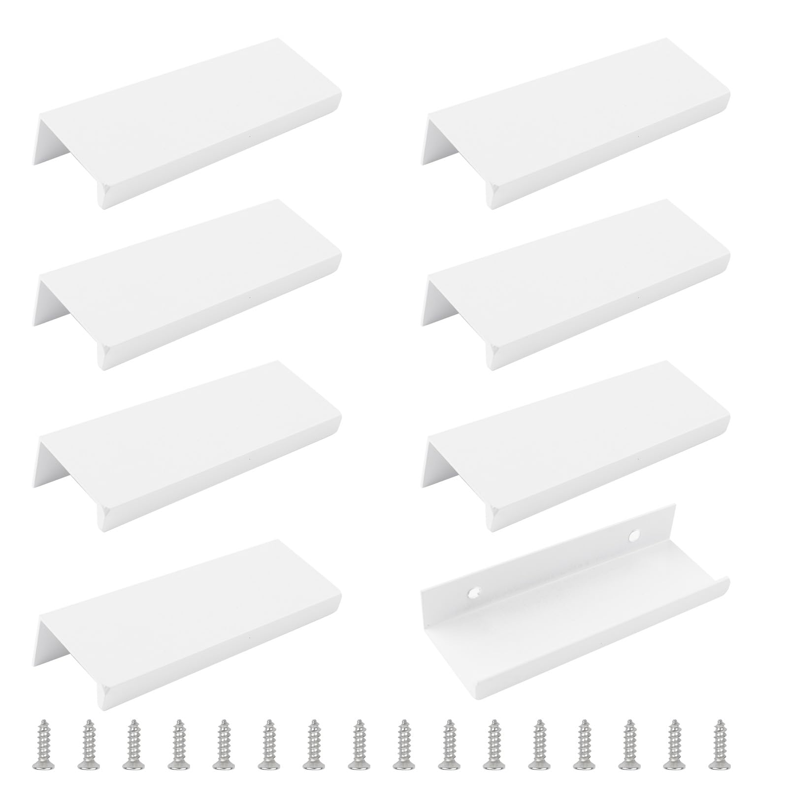 MOROBOR White Mini Finger Edge Pull, 8 Pcs Concealed Handles Modern Style Drawer Handle, Right Angle Aluminum Alloy Invisible Wardrobe Knobs for Cabinet Hardware Drawer/100 mm — image 1
