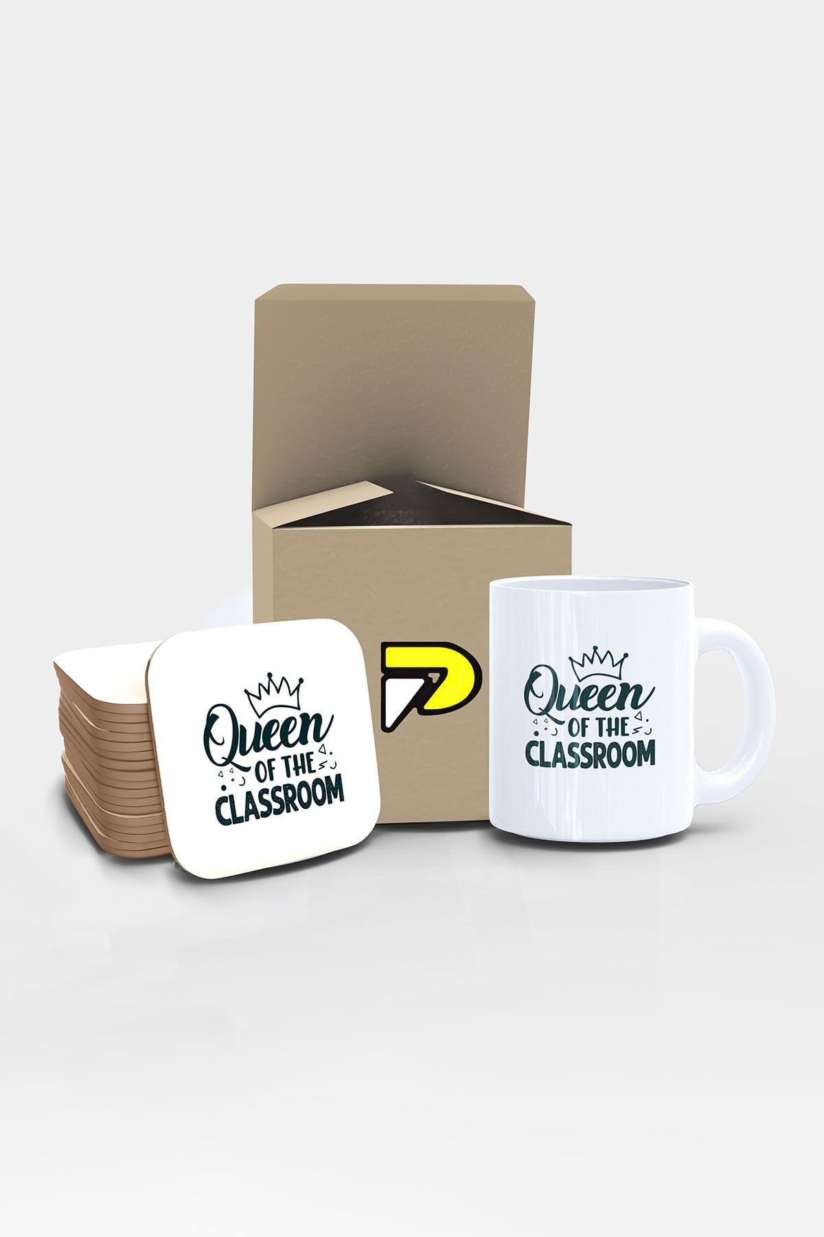 Postermanya Sınıfın Kraliçesi Baskılı Kupa Bardak Seti Mug (Öğretmenler Günü Hediyesi, Öğretmene Hediye)