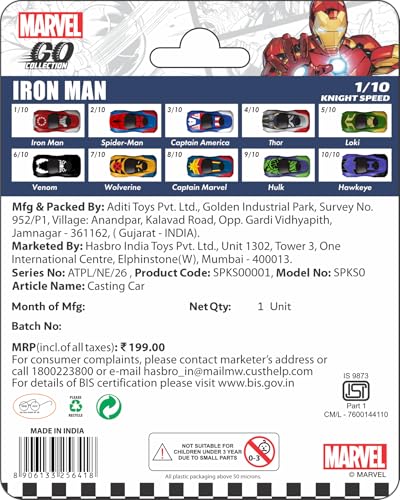 Image of Marvel Go Collection | Knight Speed | Iron Man | 1:64 Diecast Toy Car | Ages 3 and Up | Collect Them All, Red
