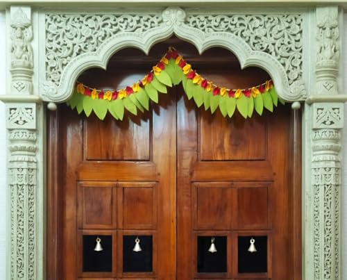 Toran, Premium Artificial Mango Leaves & Flowers Door Hanging for...