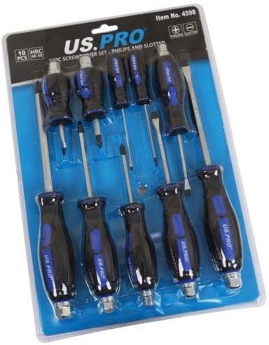 US PRO Tools 10 Piece Screwdriver Set Phillips & Slotted 4598