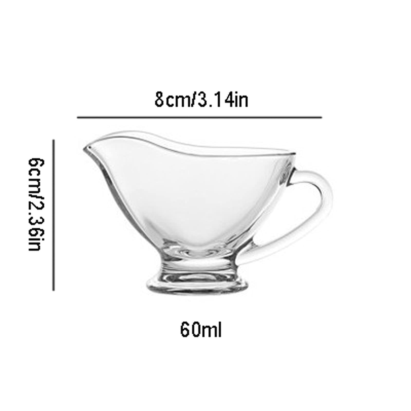 ERoomQ Saucer 65ml Glass Sauce Boat with Easy Grip Handle, Gravy Sauce Boat Can Be Used for Salad Dressing, Black Pepper Sauce, Broth Creamer Dish,