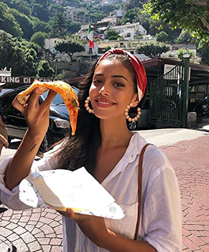 Rattan Earrings Statement Rattan Ball Hoop Earrings For Women Woven Bohemian Earrings Handmade Straw Wicker Braid Big Drop Dangle Earrings For Girls Summer Beach Jewelry #TOP1