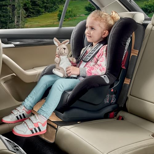 Image of Car Seat Protector, 2 Pack Baby CarSeat Covers with Mesh Pockets & Non-Slip Backing 600D Durable Seat Protectors Under Car Seat for Baby (Black & Brown, Large)