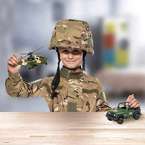 Artcreativity Military Toy Playset For Kids, 2-Piece, Includes 1 Helicopter Toy And 1 Jeep, Durable Diecast Army Toys For Kids, Pretend Play Set For Boys And Girls, Great Birthday Gift #TOP4