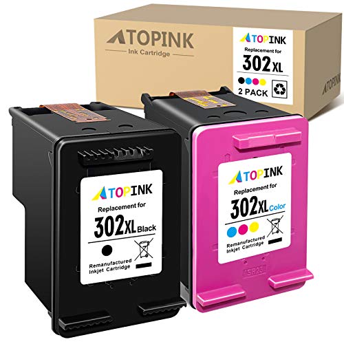 ATOPINK Cartucho de tinta remanufacturado para HP 302 302XL para HP Deskjet 1110 2130 3632 3630 2132 Officejet 5230 5220 3831 3830 3832 4650 Envy 4527 4520 (color negro)