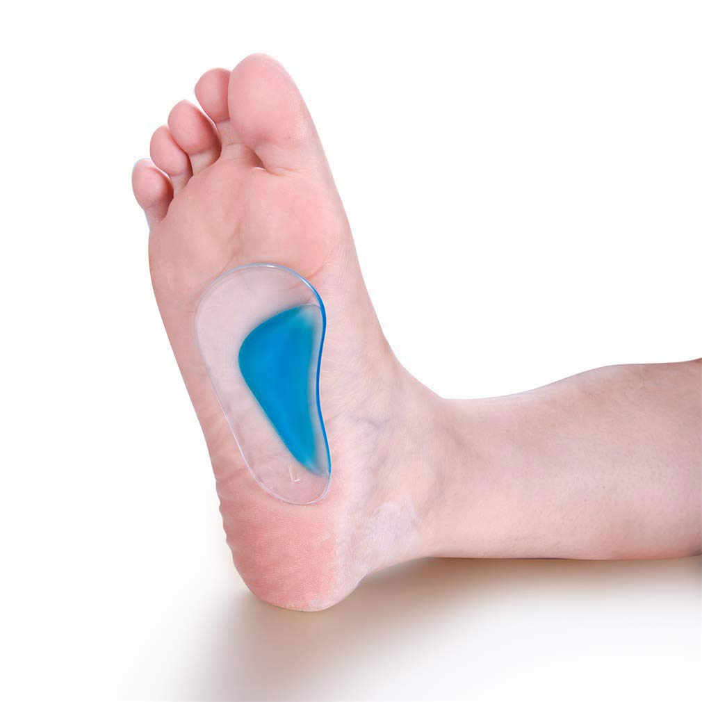 Pedimend ™ - Solette ortopediche in gel di silicone, per piedi piatti, per fascite plantare, per uomini e donne, 4 paia, colore: blu