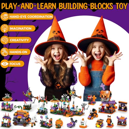 31pcs Halloween Building Block Set, Boo Basket Stuffers for Kids | 6 in 1 Large Spooky Mini Building Sets, Ghosts, Pumpkins, Halloween Party Favor Boo Gifts for Adult Teens - image 2
