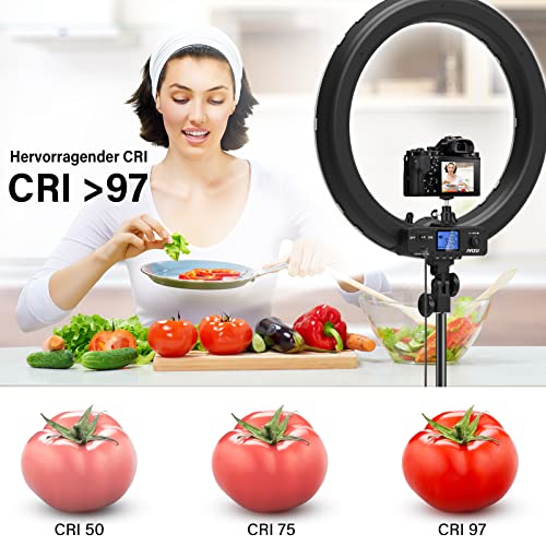 Ringlicht mit Stativ Handy, IVISII 19 Zoll Ringleuchte mit LCD Bildschirm, 55W 5800K LED Dimmbare Ringlicht mit 5… – Bild 7