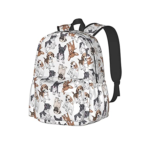 Sac à dos décontracté chiens gribouillis mignons pour grand ordinateur portable