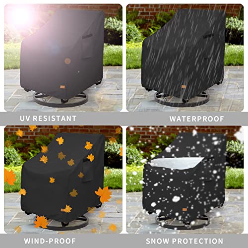 Unark Outdoor Swivel Lounge Chair Cover,Waterproof 600D Heavy Duty Outdoor Chair Covers(30 W X 34 D X 36 H Inches),Patio Swivel Chair Cover For Outdoor Furniture Waterproof,Black #TOP6