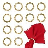LogHog Napkin Rings Set of 12 - Bamboo Knuckles Style Gold Napkin Holder Rings - Elegant Table Decoration for Weddings, Family Dinners, Parties, Christmas, Thanksgiving - Complete Set for Any Occasion
