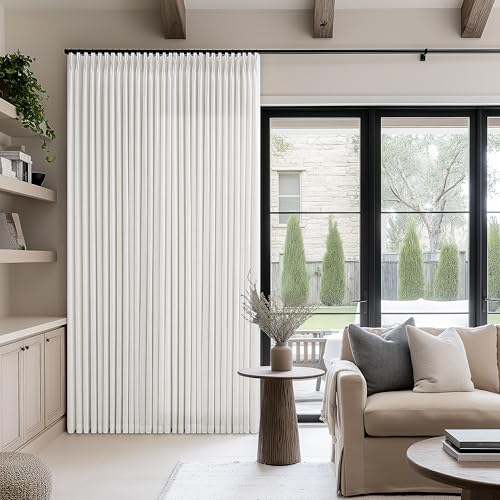 Image of Beige White 100 Inch Wide Curtains 90 Inches Long for Living Room 1 Panel