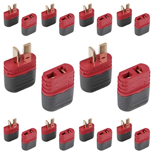 Innovateking 20 Pcs Upgraded T Plug Connectors Deans Style with Protection Cover for RC LiPo Battery Motor ESC Controller of RC Car Plane (10 Male Connectors and 10 Female Connectors)