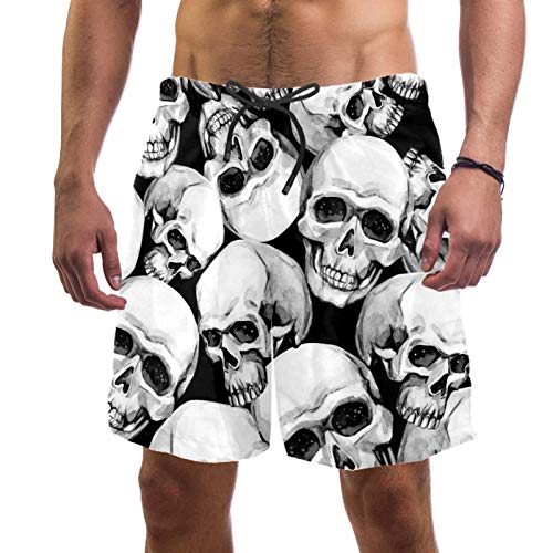 nakw88 Maillot de bain pour homme avec poches Motif tête de mort Noir/blanc - Multicolore - XXXXL-L Cover