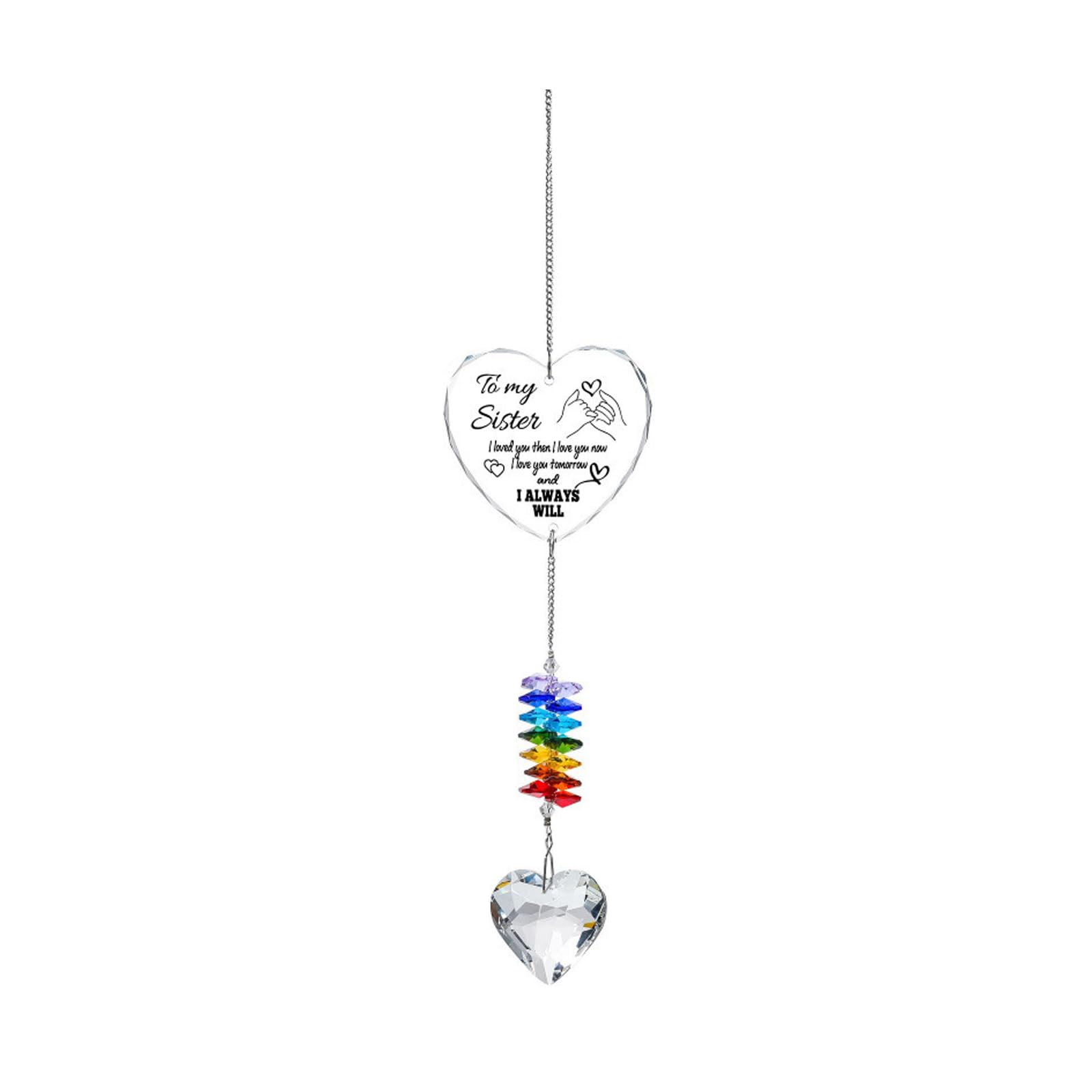 Mekalero B Crystal And Acrylic Wind Chimes In Heart Shape Suitable Adds Charm To Any Room With Its Reflective Colorful Color Home Deck Wind Toll