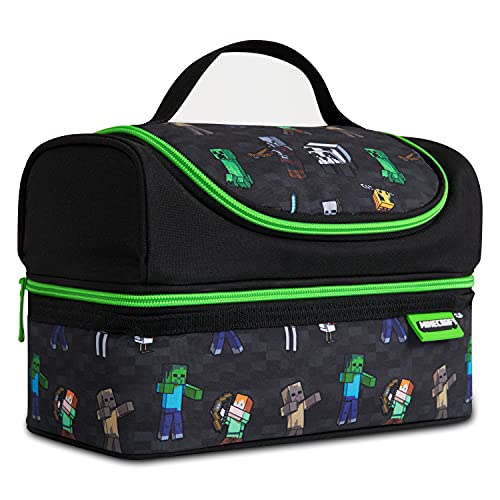 Minecraft Bolsa Termica Porta Alimentos Infantil Loncheras para Niños Lancheira Termica Bolsa Merienda Infantil Portameriendas Regalos para Gamers (Negro)